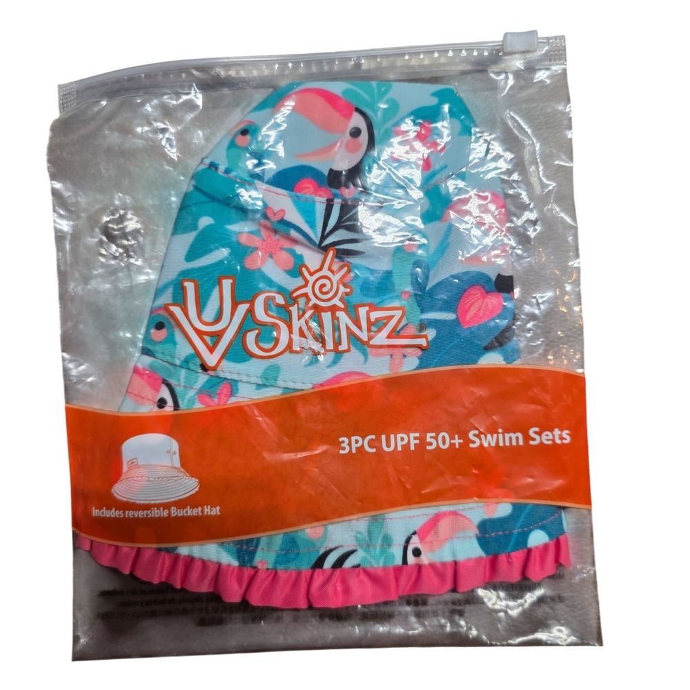 UVSkinz Girls Reversible Bucket Hat Toucan Tropical Pink UPF 50+ 4T 1212200101